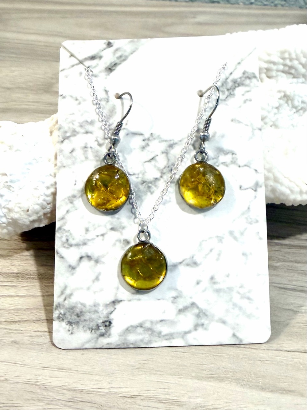 56. Citrine and beach sand matching jewelry set